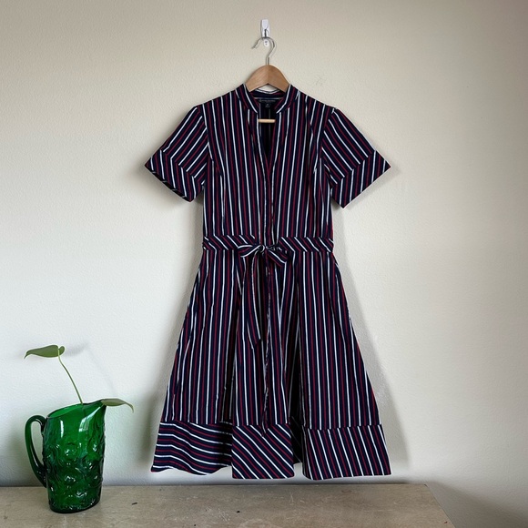 Brooks Brothers Dresses & Skirts - Brooks Brothers Navy and Red Stripe Fit and Flare Dress